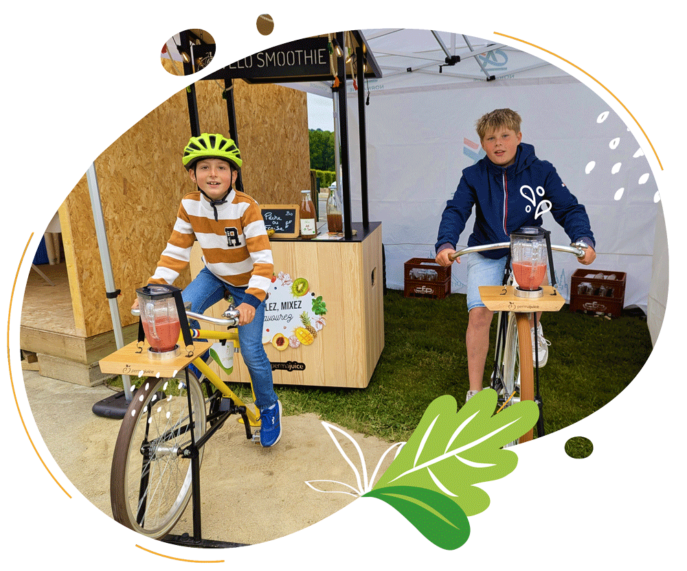 Animation écologique avec des vélos smoothie pour enfants