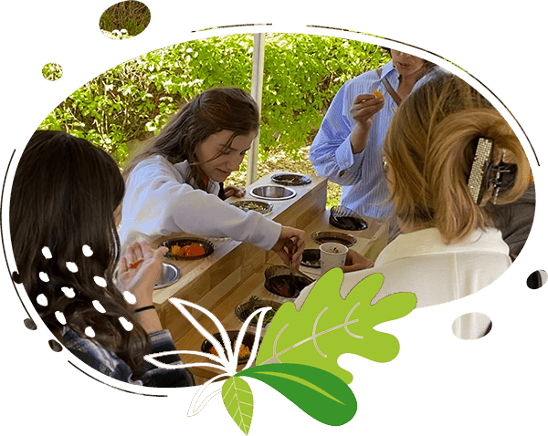Visuel présentant la dégustation de fleurs comestibles auprès des participants