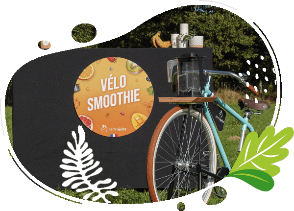 Visuel présentant la Grande Flightcase avec macaron disponible à l'achat et Vélo Blender Vintage à côté