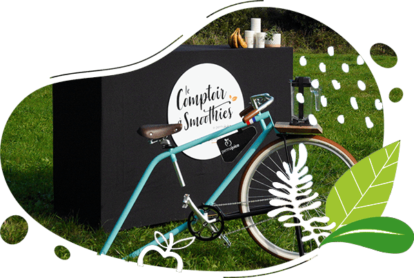 Comptoir avec Vélo Blender Vintage montrant qu'on peut mettre un Vintage