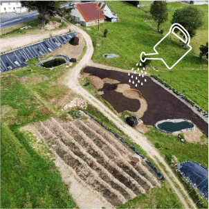 Vue aérienne au début de la création de la micro-ferme
