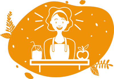 Pictogramme orange d'une animatrice formée