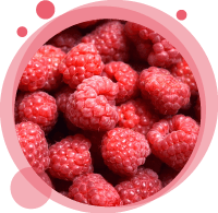 Visuel de plusieurs framboises pour montrer les goûts possibles