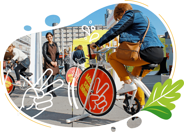 Visuel de branding et de sécurité associé au vélo blender Original