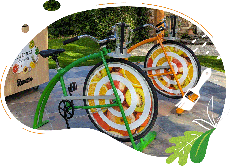 Vélo smoothie Original avec roue décorée de fruits