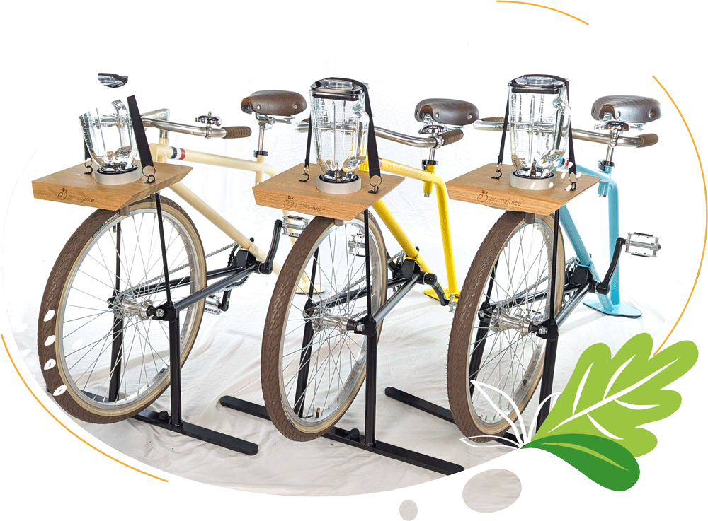 Vélos blender Vintage Mini présentés dans plusieurs coloris : bleu, jaune, et beige